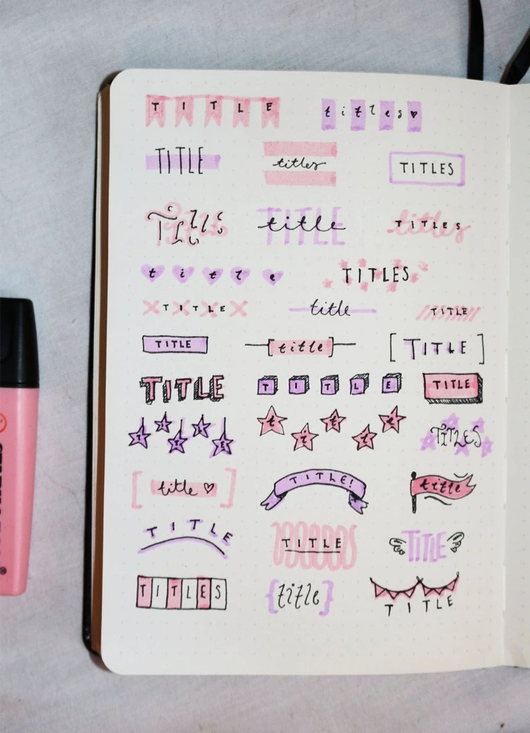 31 Cute Ways to Write Titles Using Pastel Highlighters