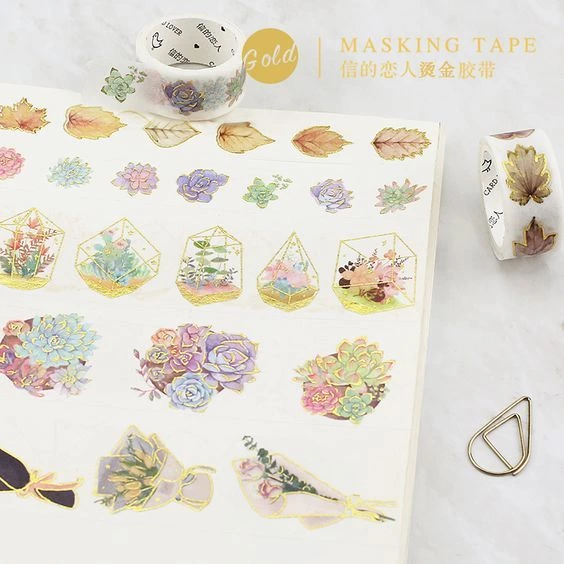 Cheap Washi Tape, Buy Quality Masking Tape Directly From China Decorative Stickers Tape Suppliers: 10 Styles Gold Foil Gild Washi Tape Hot Stamping Flower Bonsai House DIY Bullet Jornal Stickers Decorative Sticker Masking Tapes