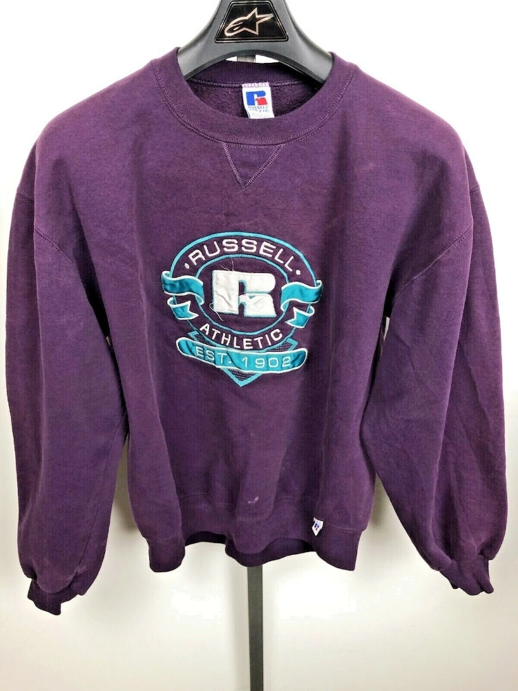 Image 1 - A1 Vintage Russell Athletic Purple Sweatshirt Size Large USA Made Embroidered