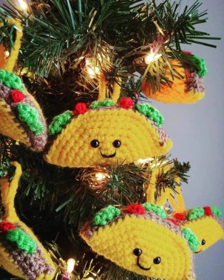Taco Crochet Christmas Ornament Amigurumi. Great Unique Gift Image 1