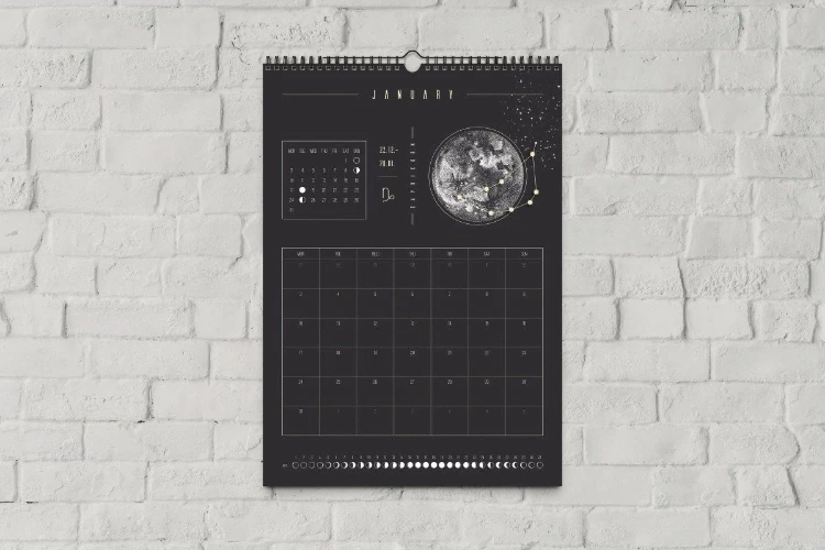 Lunar Calendar 2022 // Wall Suspension Moon Phases Astrology Image 0