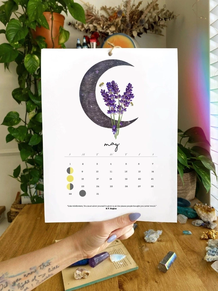 2022 Moon Calendar  Watercolor  Moon Phases  Moon Calendar Image 2
