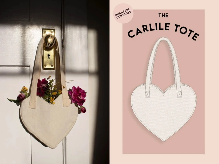Heart Shaped Tote Bag  Small  Sewing Pattern Instant PDF Image 0
