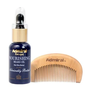 Admiral Nourishing Beard Oil With Olive Extract & Comb 30ml, , Large