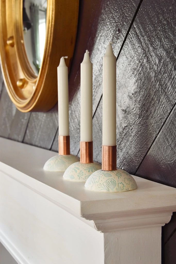 Make It Challenge: DIY Clay Candle Holders /// By Faith Towers Provencher Of Design Fixation #clay #candle #stamped #diy