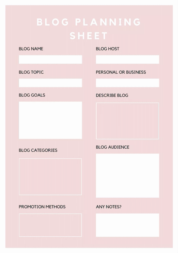 How To Set Up A Blog Planning Sheet