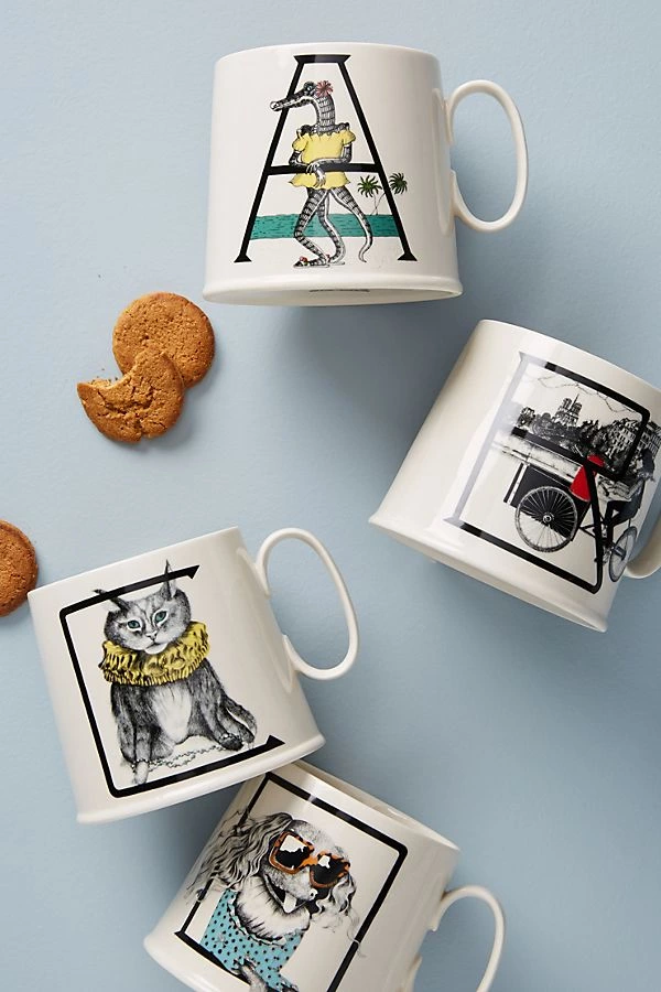 Slide View: 1: Animal Alphabet Monogram Mug