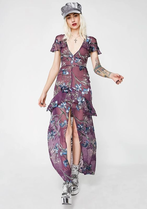 For Love & Lemons Cleo Floral Maxi Dress