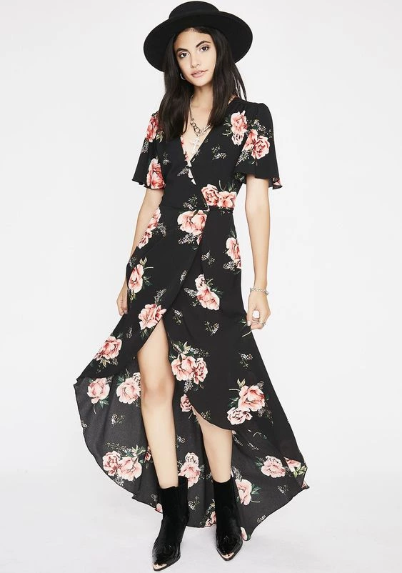 Floral Wrap Maxi Dress | Dolls Kill