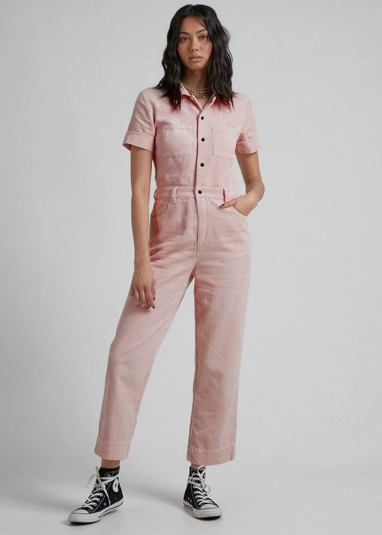 Afends Womens Shelby - Hemp Corduroy Jumpsuit - Ash Pink