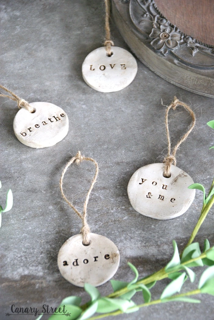 Simple DIY Tags Made With Air Dry Clay. Https://canarystreetcrafts.com/