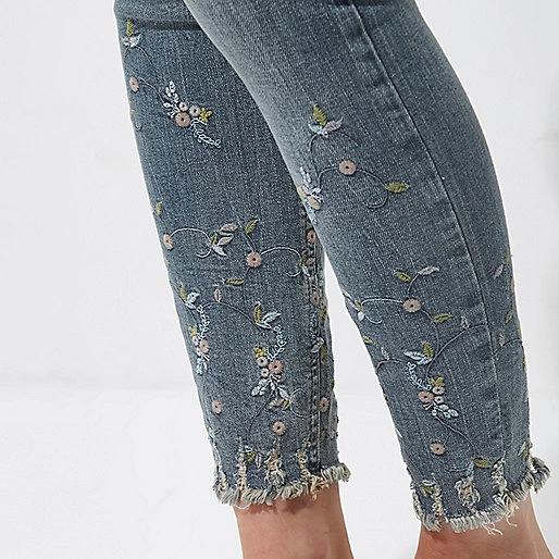 Blue Alannah Embroidered Relaxed Skinny Jeans