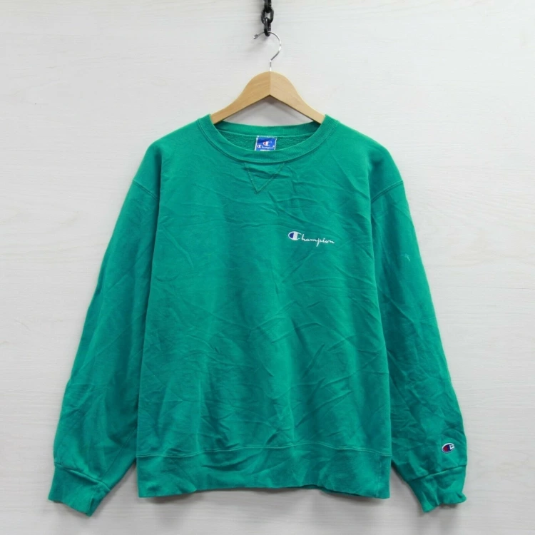 Image 1 - Vintage Champion Sweatshirt Crewneck XL Green Teal 80s Embroidered Spell Out