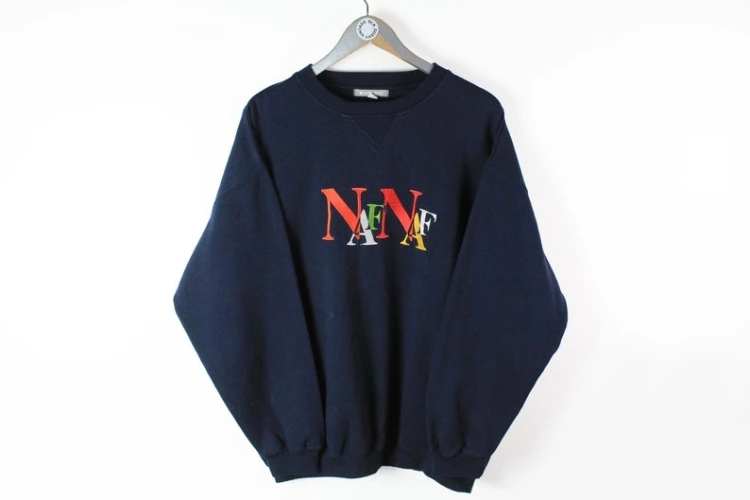 Vintage NAF NAF Sweatshirt Big Logo Oversize Sweater Unisex Image 0