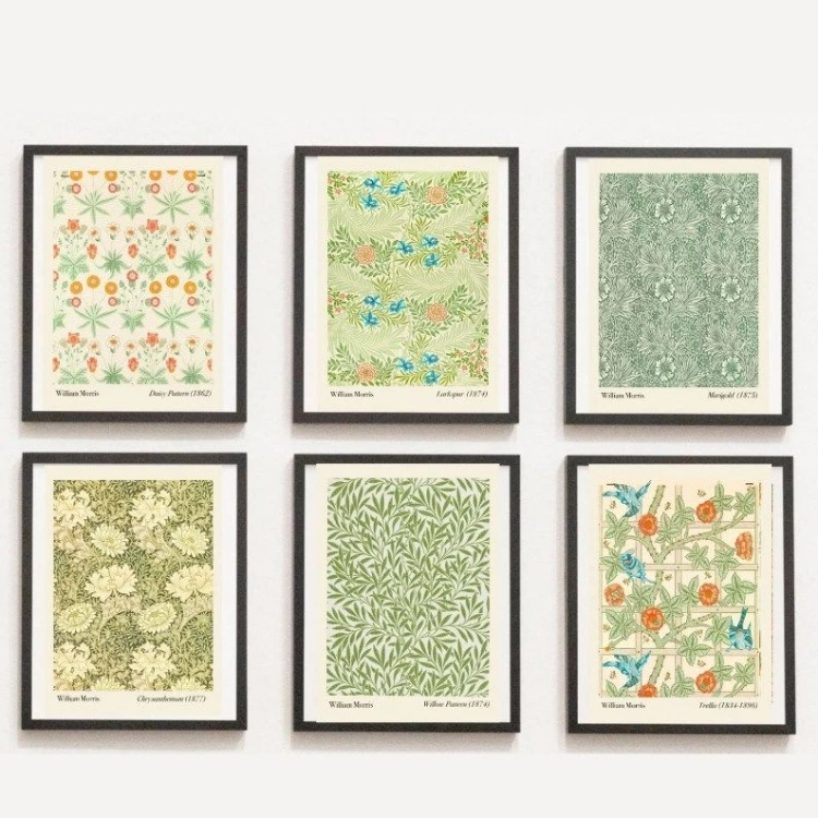 William Morris Fabric Designs Set Of 6 Botanical Fabric Prints Image 0