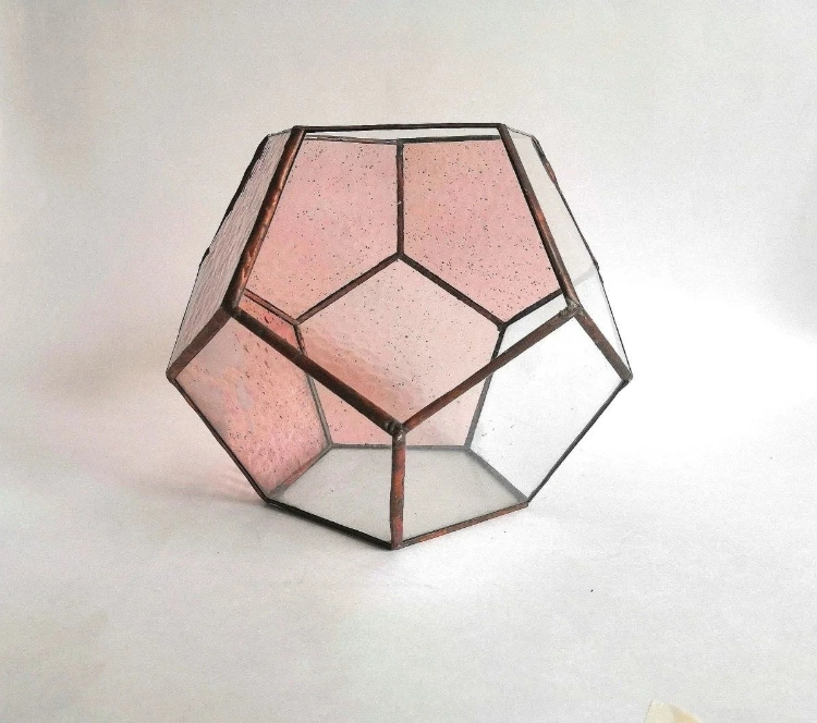 Geometric Dodecahedron Stained Glass Terrarium Modern Design Image 1