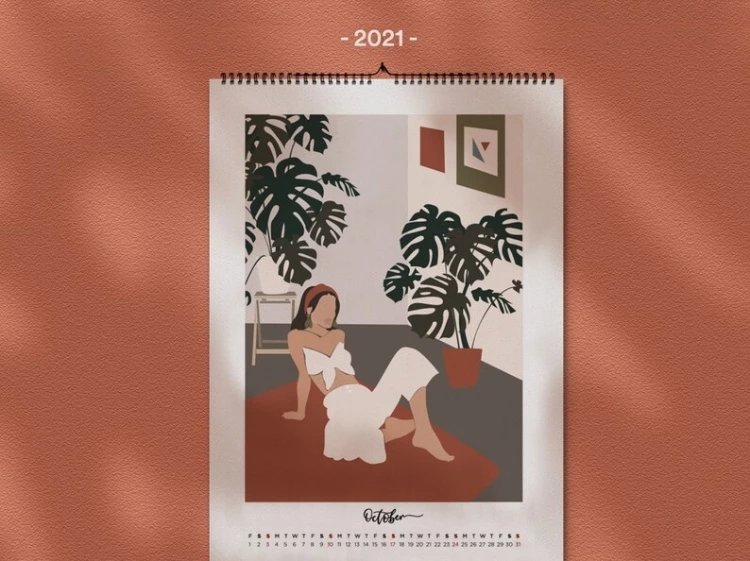 2021 Terracotta Illustration ΙΙ Wall Calendar A4 Calendar Image 0