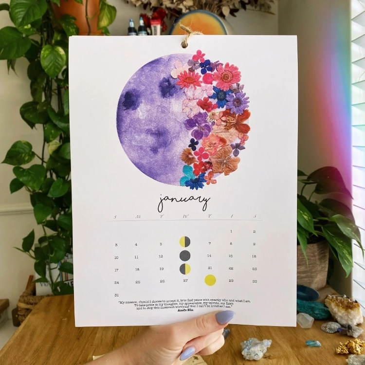 2021 Moon Calendar Watercolor Moon Phases Moon Calendar Image 0