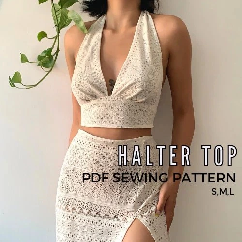 Halter Top Sewing Pattern PDF S-L Image 0