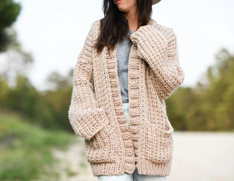 My Big Comfy Ribbed Cardi Knitting Pattern Easy Knit Sweater Image 0
