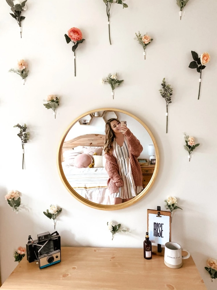 Hanging Flower Wall DIY Bedroom Design | Flower Wall Tutorial